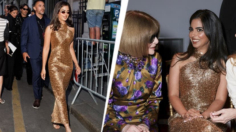 Isha Ambani Stuns Paris in Gold Gown