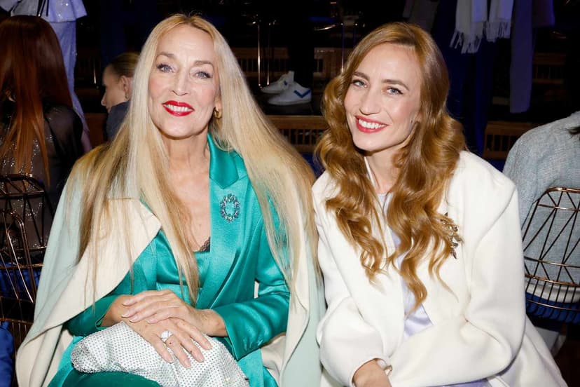 Jerry Hall & Daughter Dazzle in Matching Silk Outfits