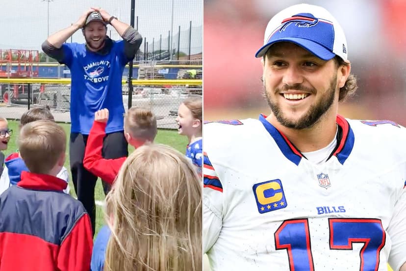 Josh Allen surprises kids at recess