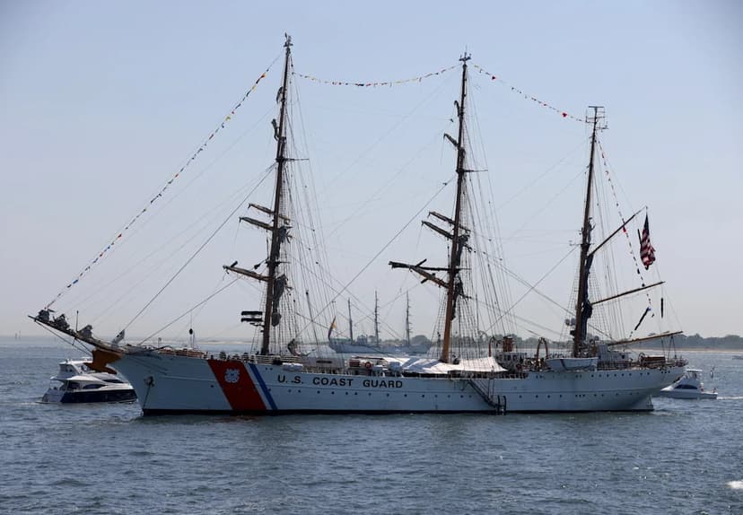 July 4th tall ship parade sailing into storms