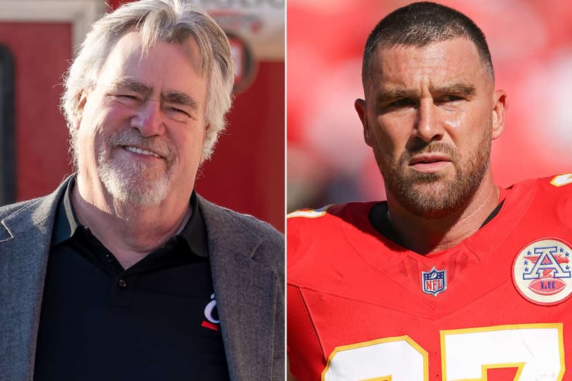Travis Kelce's Dad Wears Signed Jersey