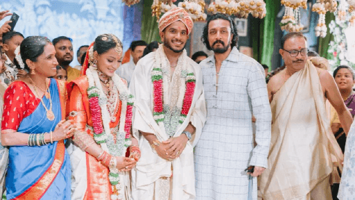 Kichcha Sudeep Shines at Cricketer Vyshak's Wedding
