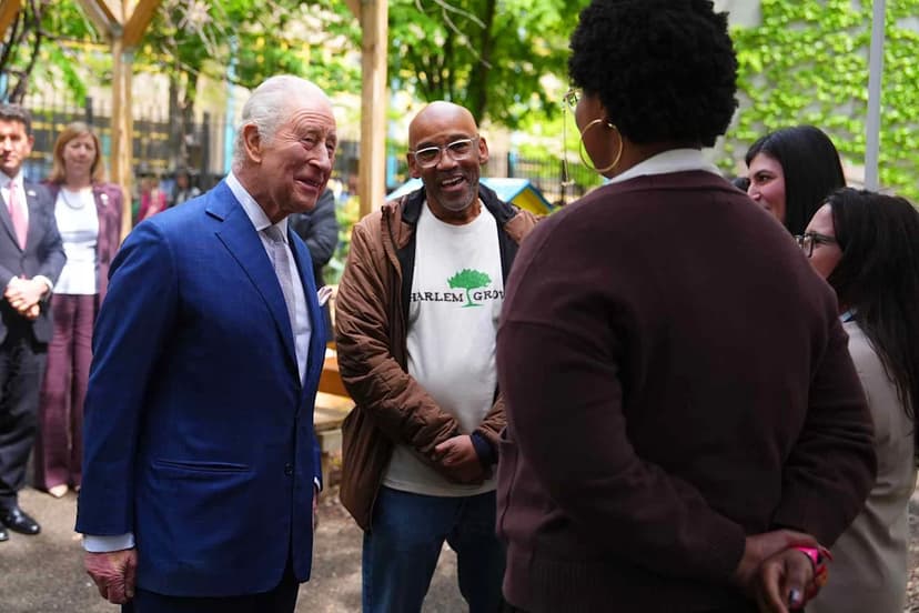 King Charles Charms Harlem with Farm Visit, Friendly Chat