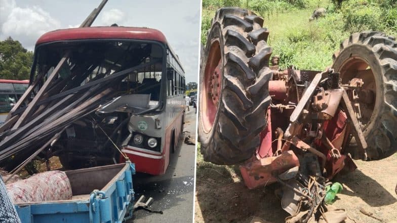 Iron Rods Pierce Bus After Tractor Crash in Karnataka