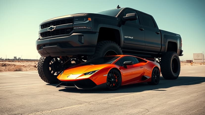 Pickup Truck Crushes Lamborghini in Florida Parking Lot