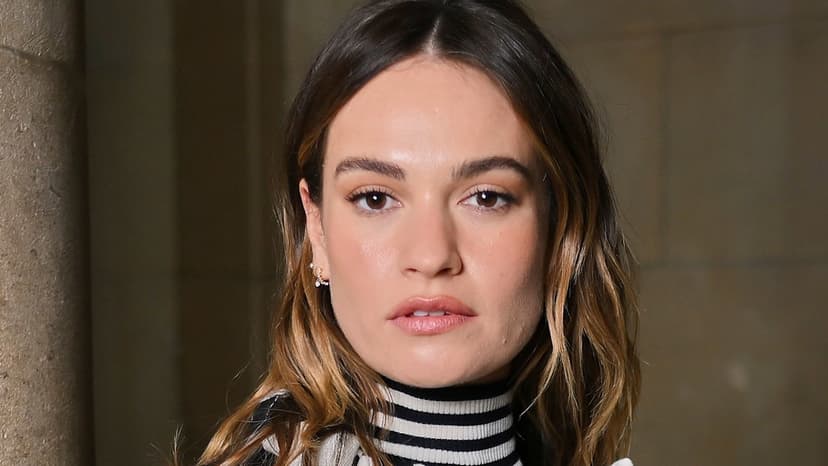 Lily James Stuns in Optical Illusion Dress at LFW