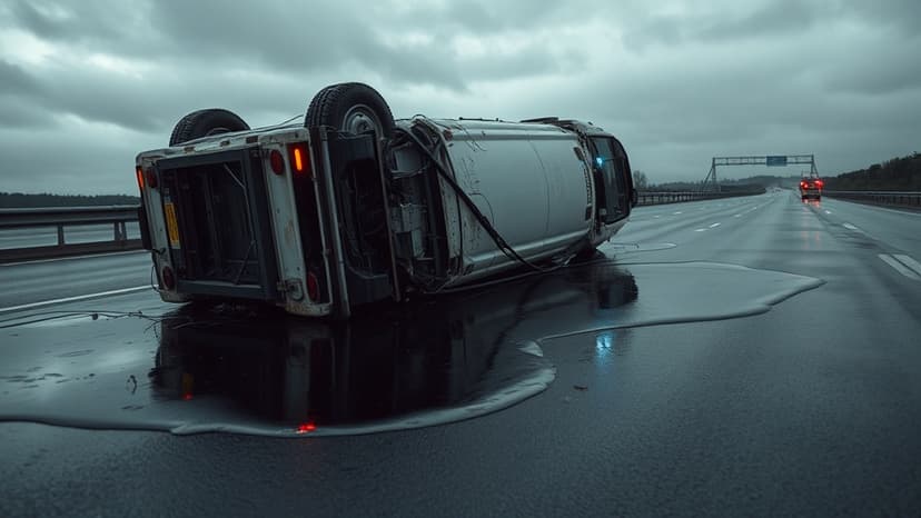 M1 Closed: Van Overturn Causes Major Oil Spill