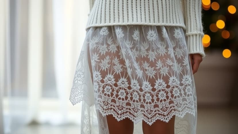 Madison Beer Engaged in See-Through Lace Skirt