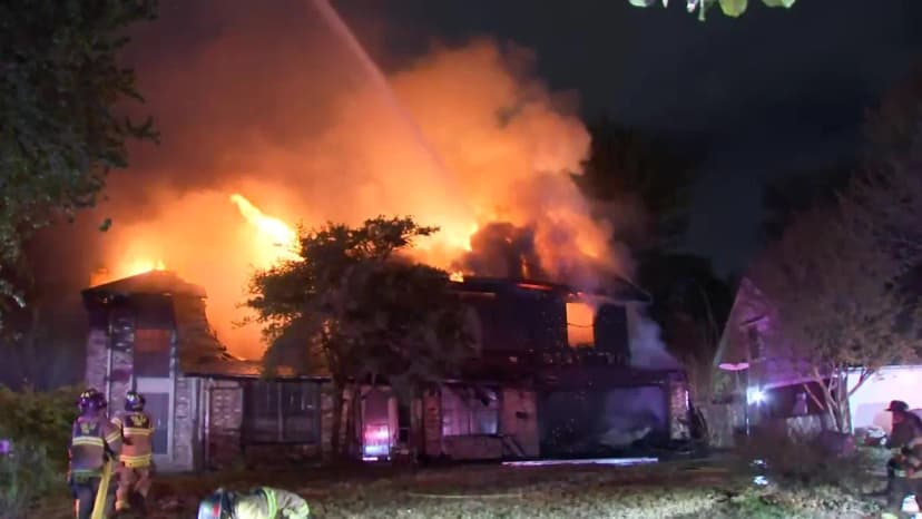 Roof Collapses as Massive Blaze Destroys Home