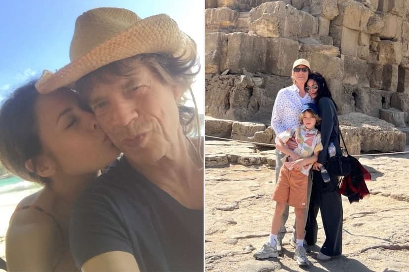 Tooth gems unite Mick Jagger, fiancée, and son