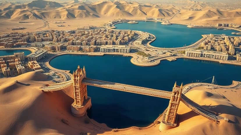 Desert Transformed: City Rises Around Man-Made Lake