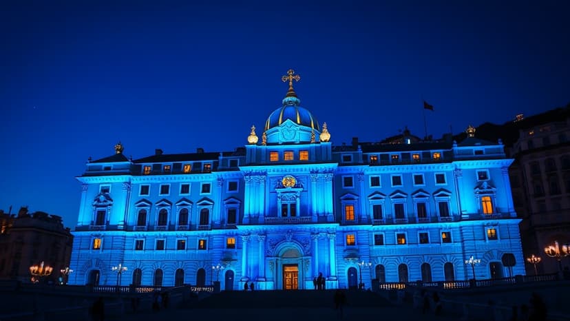 Palace Glows Blue for Drowning Prevention