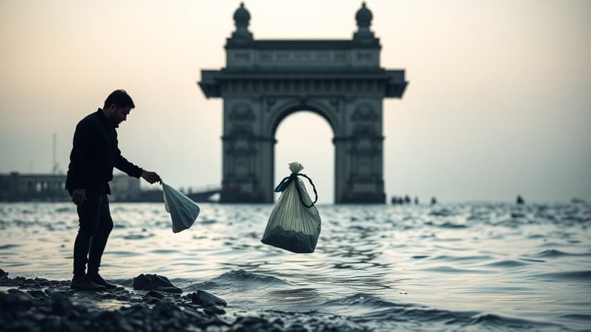 Tourist Films Man Polluting Mumbai Waters