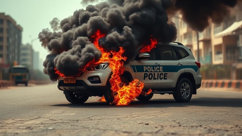 Mumbai Police SUV Catches Fire During Patrol