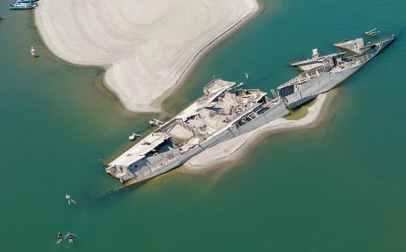 Sunken WWII German Ship Emerges from Danube River