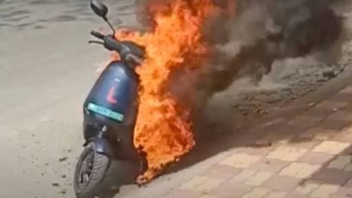 Ola Scooter Erupts in Flames, Near Miss for Child