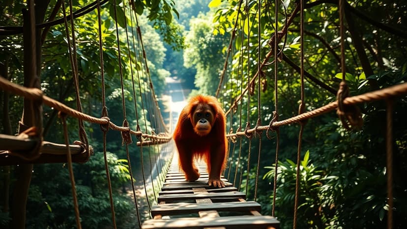 Orangutan uses wildlife bridge after two years