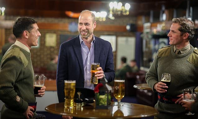 Prince William Shares a Pint with Welsh Guards