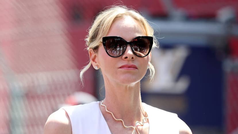 Princess Charlene dazzles in Grecian gown at Grand Prix