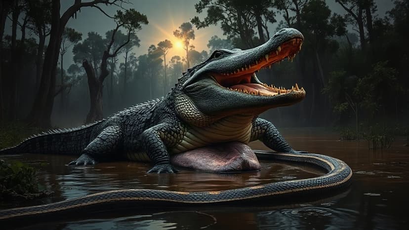 Python's Last Meal: Alligator Tears Snake Apart