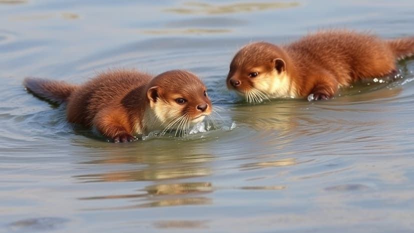 Otter Cubs Delight Photographer on River Wansbeck