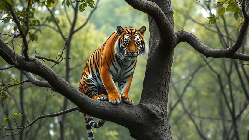 Tiger Climbs Tree in Rare Ranthambore Sighting!