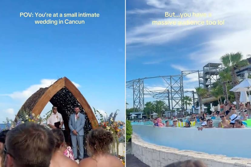 Wedding Crashed by Resort Pool Party!