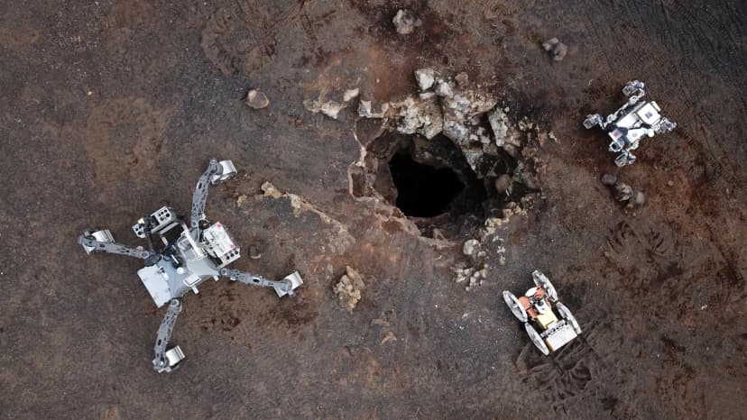 Robots Explore Alien Lava Tunnels