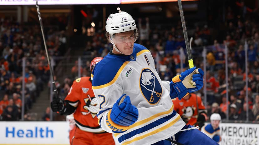 Thompson's Hat Trick Powers Sabres Past Ducks in Wild 7-6 Win