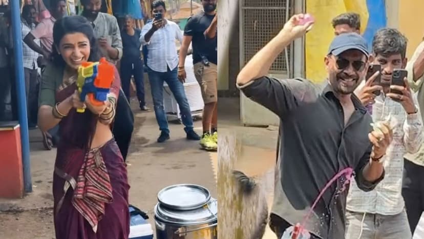 Holi splashes on film sets as Samantha celebrates
