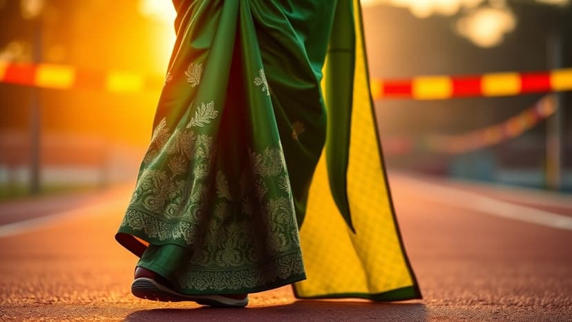 Mum runs marathon in saree, chases world record