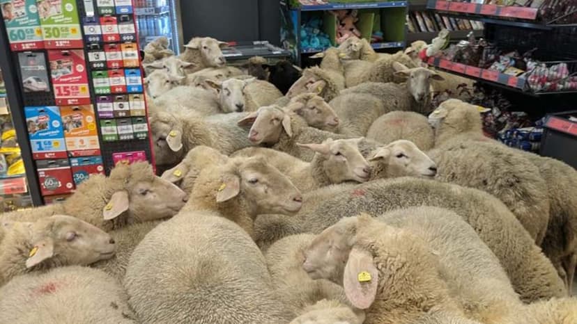 Sheep Invade German Supermarket for 20-Minute Shopping Spree