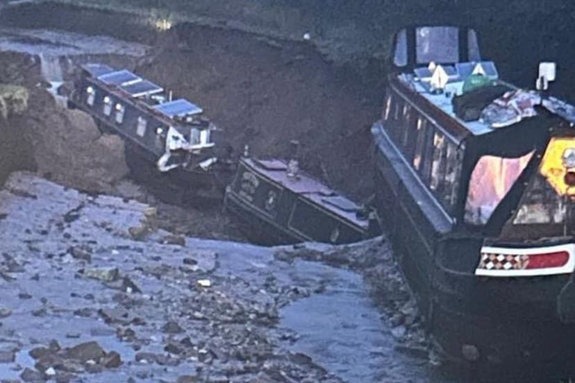 Shropshire Canal Gapes Open: Boats Rescued from Giant Sinkhole
