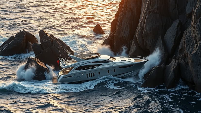 Yacht Smashed, Skipper Clings to Cliff