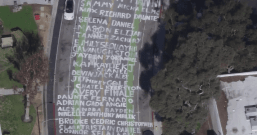 Families Paint Names of Fentanyl Victims on Street