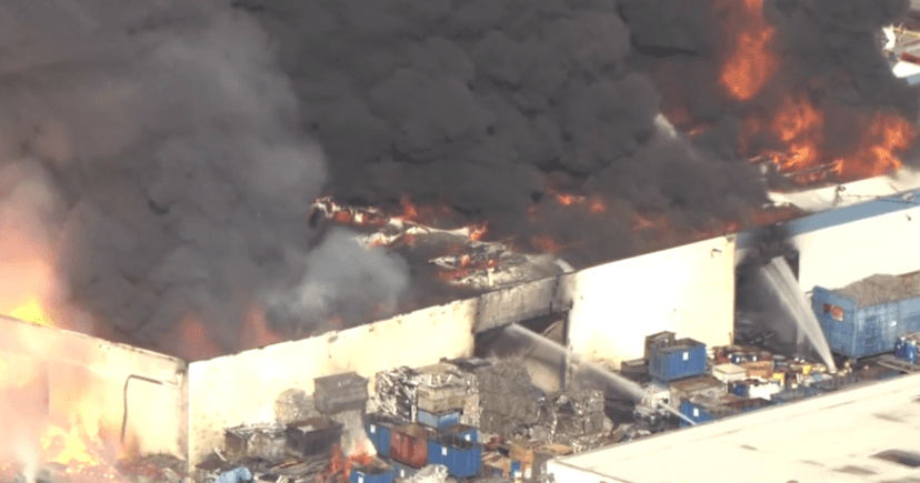South El Monte Fire Engulfs Recycling Plant