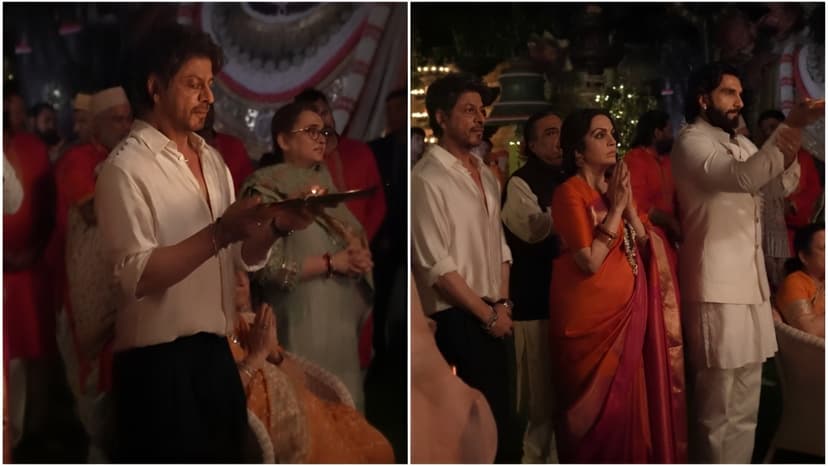 SRK Joins Ambanis for Ganesh Aarti at Antilia