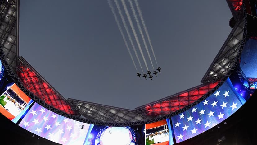 Super Bowl Flyover: Air & Navy Jets Roar Over Levi's Stadium