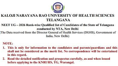 Telangana NEET UG Merit List 2026 Released: Over 38,000 Qualify