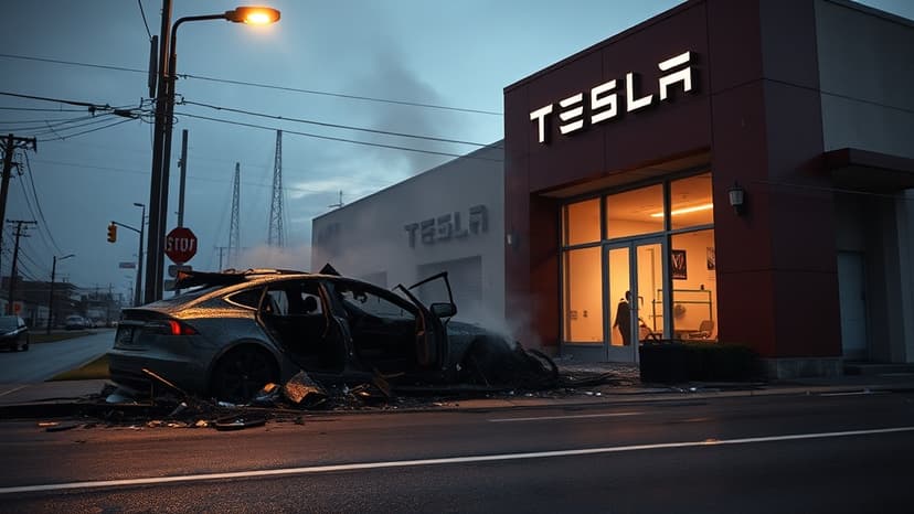 Molotov Cocktail Ignites Tesla Office Fire