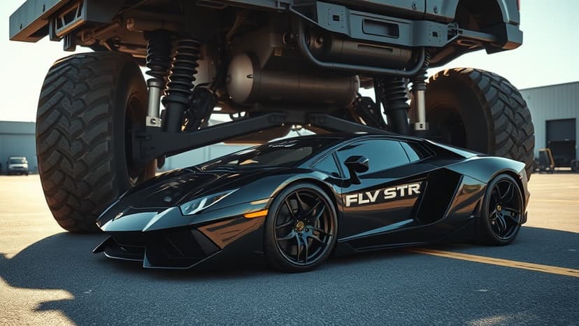 Pickup Truck Crushes Lamborghini in Parking Lot Showdown