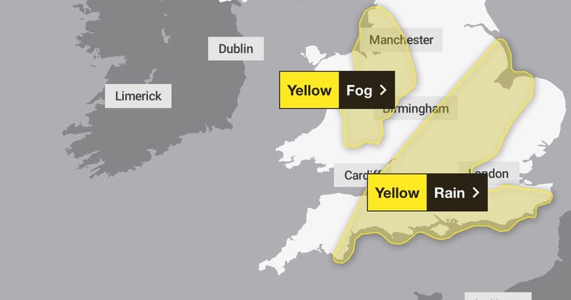 England & Wales Brace for Fog and Rain Warnings