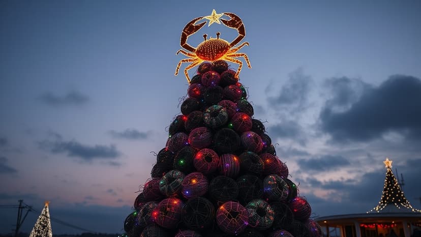 Ullapool's Christmas Tree: A Sea of Fishing Creels!