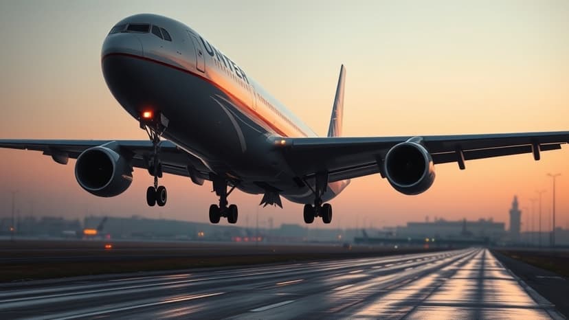United Plane Clips Lamppost, Truck During Newark Landing