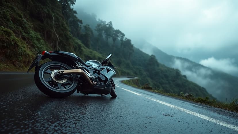 Biker's Near-Fatal Crash on Wet Hill Road