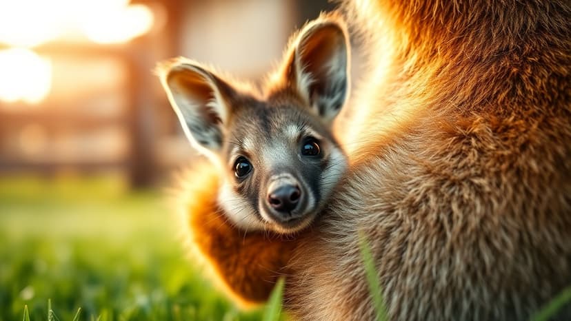 Wallaby Joey Peaks from Pouch in Staffordshire