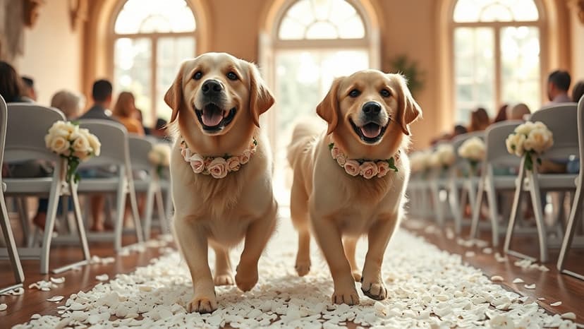 Dogs Steal the Show as Flower Girls at Wedding