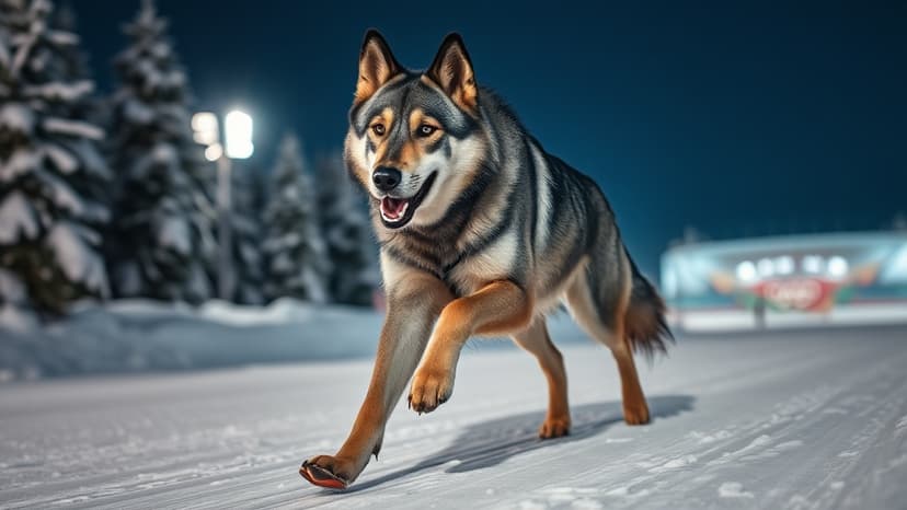 Wolfdog Steals Show at Winter Olympics Cross-Country Event