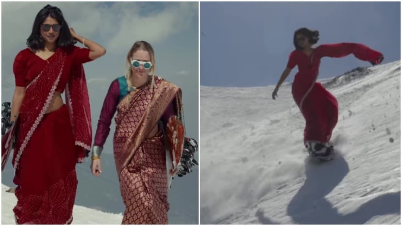 Saree-clad snowboarders conquer snowy slopes in viral video