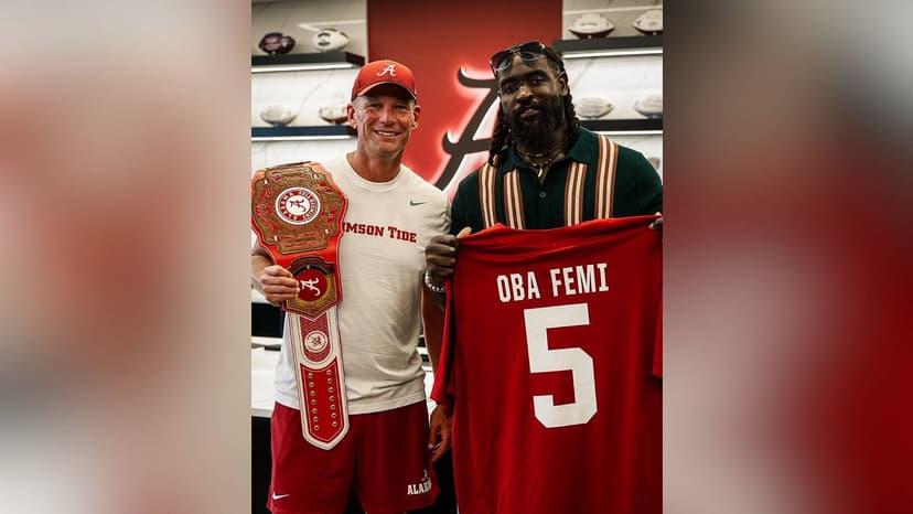 WWE Star Oba Femi Inspires Alabama Football Team